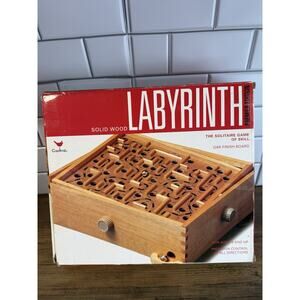 Labyrinth Wooden Board Game 1998 Cardinal Oak Finish Solitaire Maze - Complete
